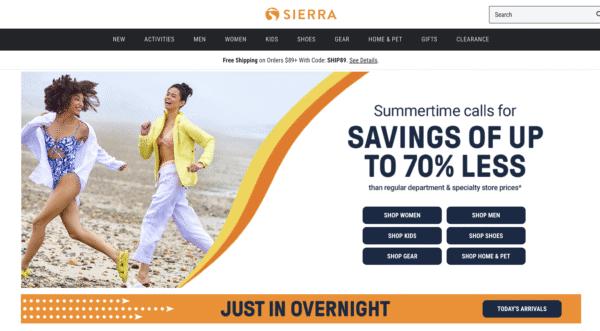 Sierra is an online off-price retailer focusing on clothing and gear for active people