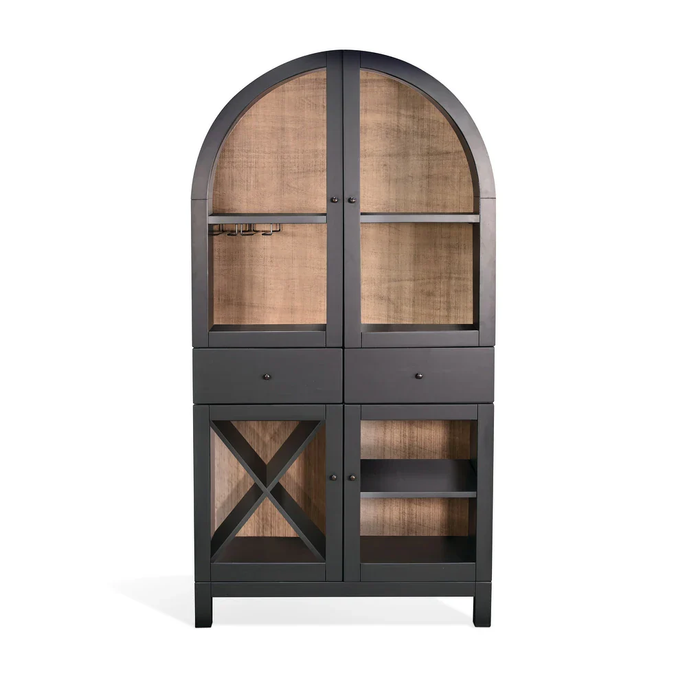 Arched Bar Cabinet with Wine Rack