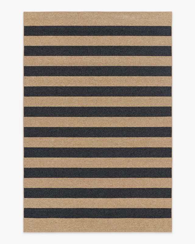 Nolan Bold Stripe Natural & Black Performance Weave Rug from Ruggable